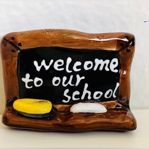 Vintage Welcome to Our School Pin Ornament Teacher Chalkboard